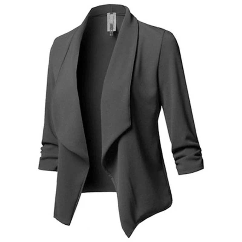 10 Colors None Buttons Solid Women Blazers 2019 New Short Ruched Asymmetrical Female Jackets Cardigan Coat Business Outwear