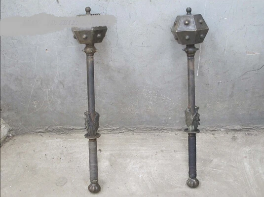 

B0601 42527"Chinese ancient 18 weapon Kung Fu Hustle Bronze dragon & Iron hammer PAIR