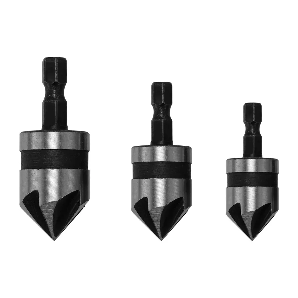 

High Carbon Steel Chamfer Hex Handle Countersink Boring Set for Wood Soft Metal Quick Change Drill Bit Tools Chamfering Machine