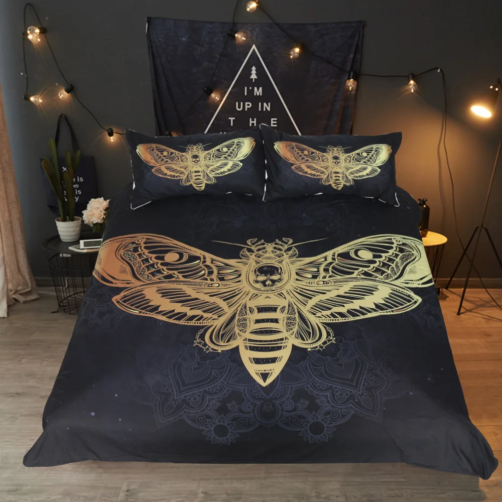 

Golden Moth Bedding Set Queen King Size Print Pattern Duvet Cover With Pillowcase Bed Set Pillow Cover HD Home decoration 8 size