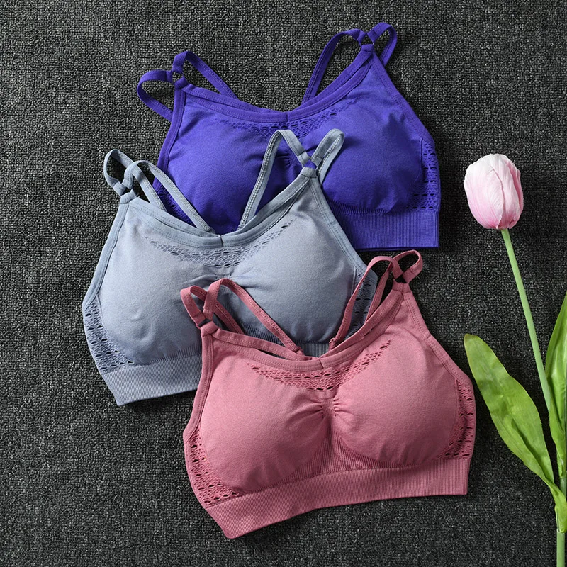 roupa esportiva mulher ginásio leggings acolchoado push-up strappy sutiã esportivo