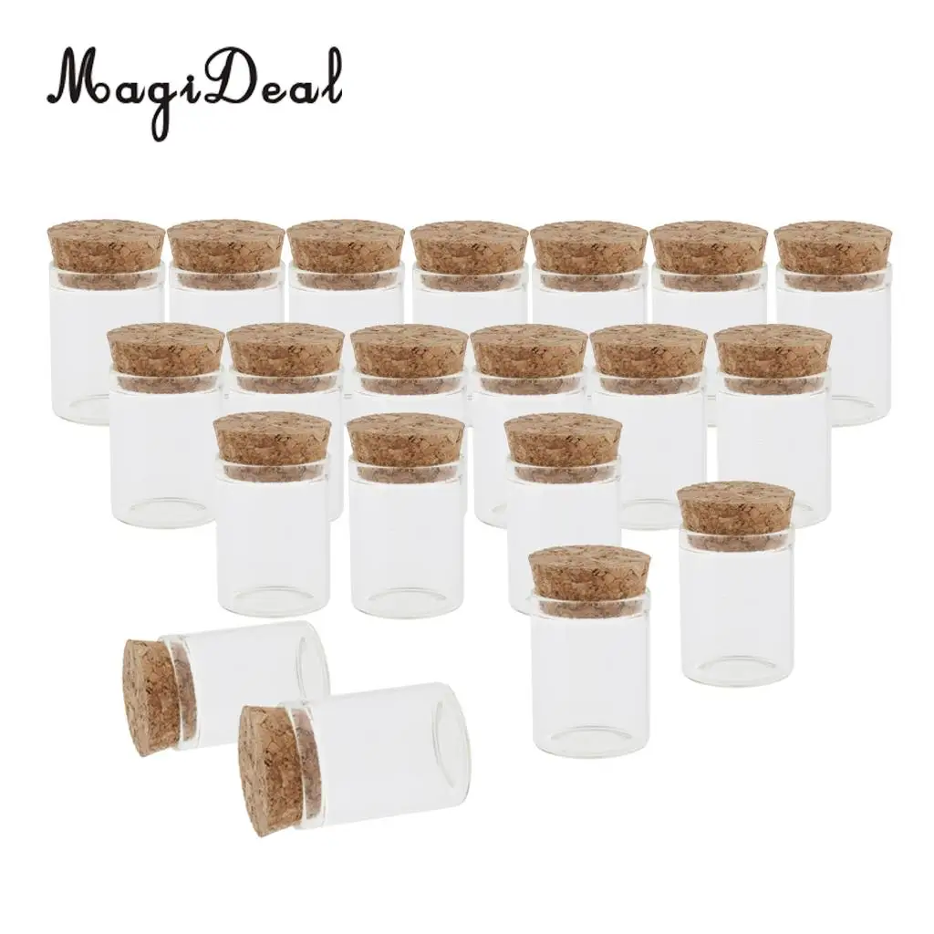 20pcs 15ml Mini Glass Cork Jars Essential Oil DIY Decoration Bottle - Wishing Lucky Vials