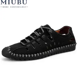 MIUBU новые дышащие Для мужчин обувь из натуральной кожи Летняя обувь на платформе Повседневное вождения и рабочие модные мужские туфли