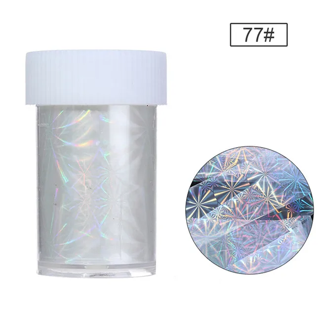 1 Roll Laser Nail Sticker Holographic Foils Paper Starry Stripe Nail Decals Tips Transfer Nail Art Sticker Decoration - Цвет: Pattern 77