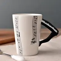 Креативная музыкальная скрипка, стильная керамическая кружка для гитары, Кофейная, чайная, молочная, с ручкой, кофейная кружка, новинка, подарки - Цвет: L