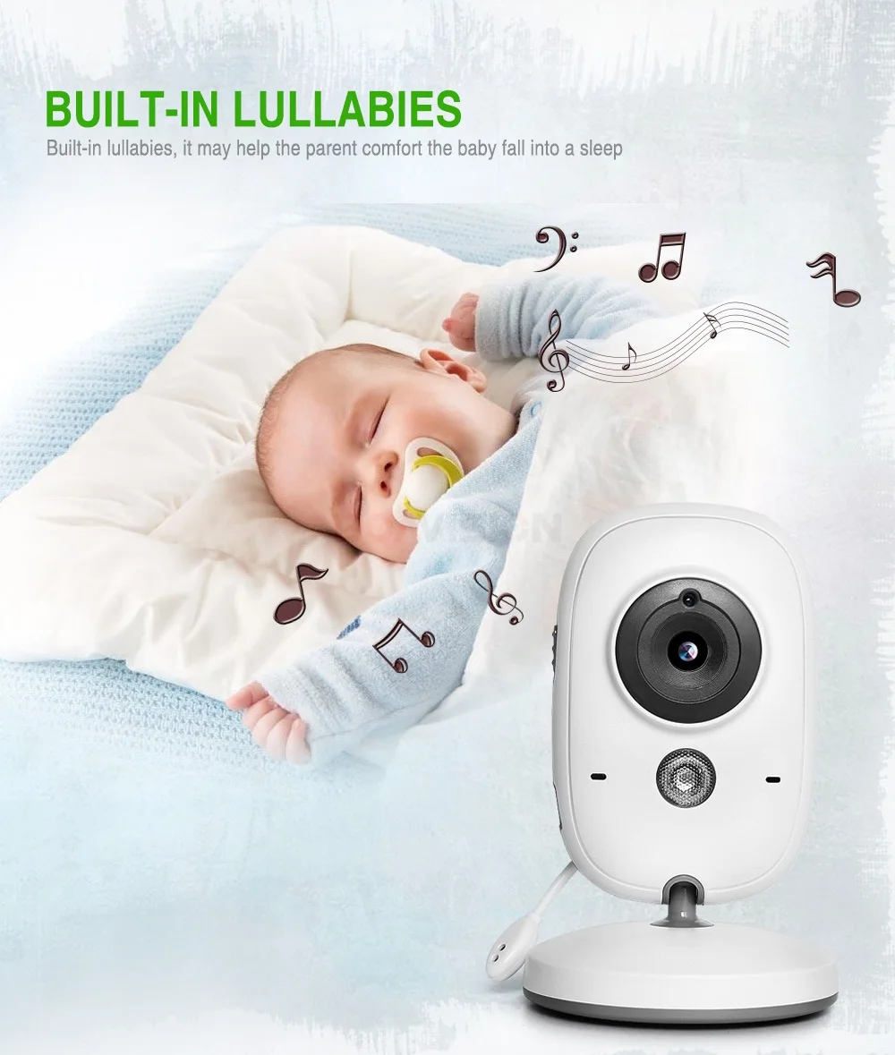 Baby Monitor VB602 IR Night Vision Temperature Monitor Lullabies Intercom VOX Mode Video Baby Camera Walkie Talkie Babysitter car security camera