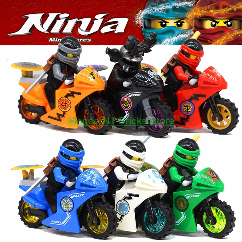 Для мотоцикла ниндзя juguetes фигурки Kai Jay Zane Nya Lloyd Garmadon WU с оружием строительные