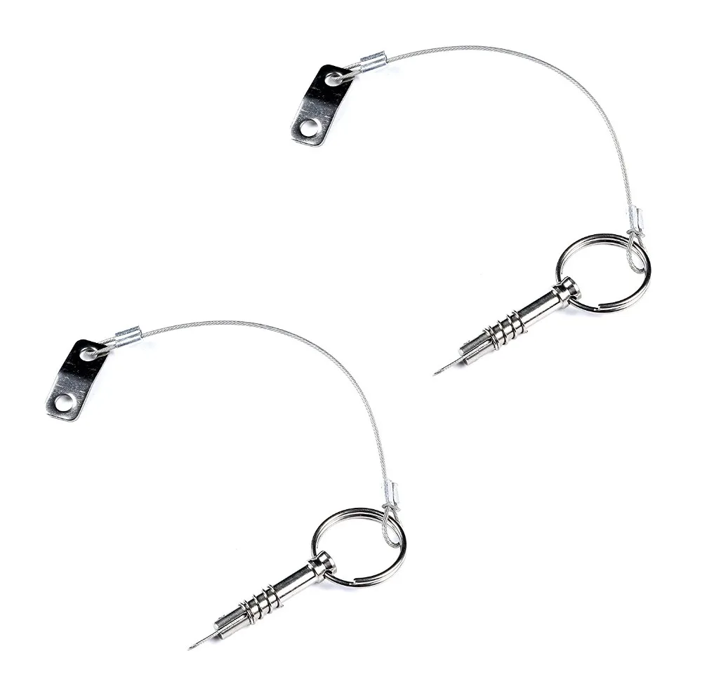 

2 pcs Mizugiwa Bimini Top Release Pin w/ Drop Cam & Spring 1/4" x 1" Grip - Lanyard Prevents Loss Stainless Steel