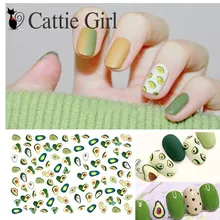 1 лист авокадо 3D наклейки для ногтей кактус японский дизайн ногтей черная линия абстрактное изображение наклейки для ногтей s для детей DIY украшения