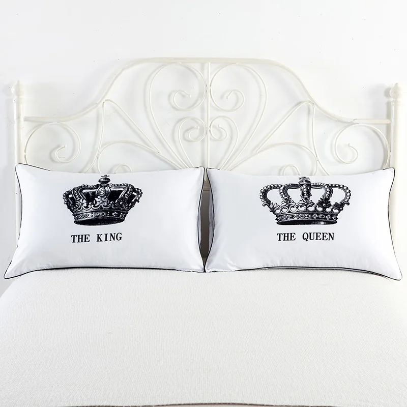 

Royal Crown Pillowcases Queen King Design Pillow Cases USA Queen Size Decorative Couple Shams Set 2 PCS