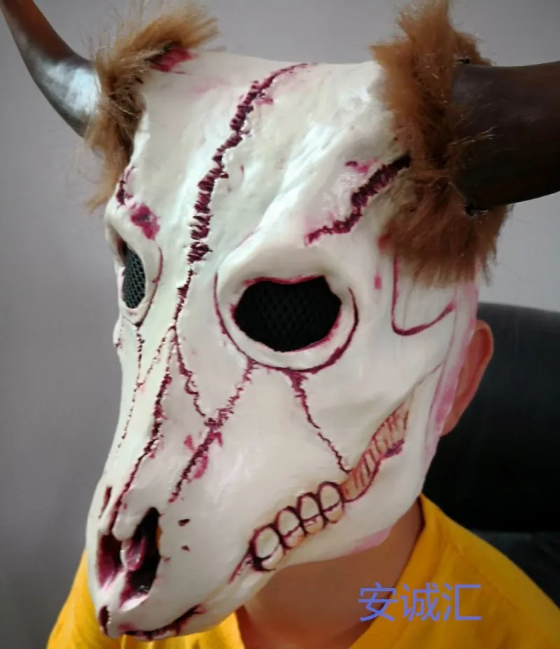 MostaShow Хэллоуин фестиваль Танцевальная вечеринка Антилопа латексные маски животных полный головные уборы Пасхальный Маскарад взрослый