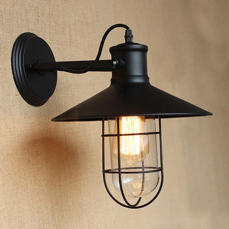 Antique Matte Black Lantern Outdoor Wall lamp Sconce 6