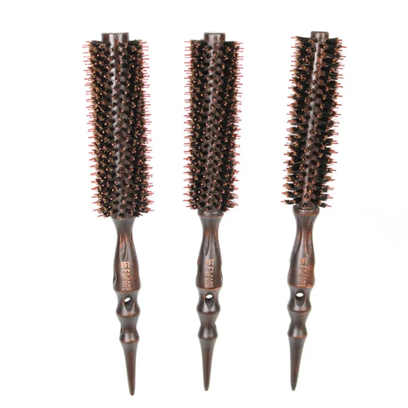 

IRUI 1pc Round Brush Natural Bristle Roller Comb With Non-slip Wood Handle Round Comb for Hair Styling