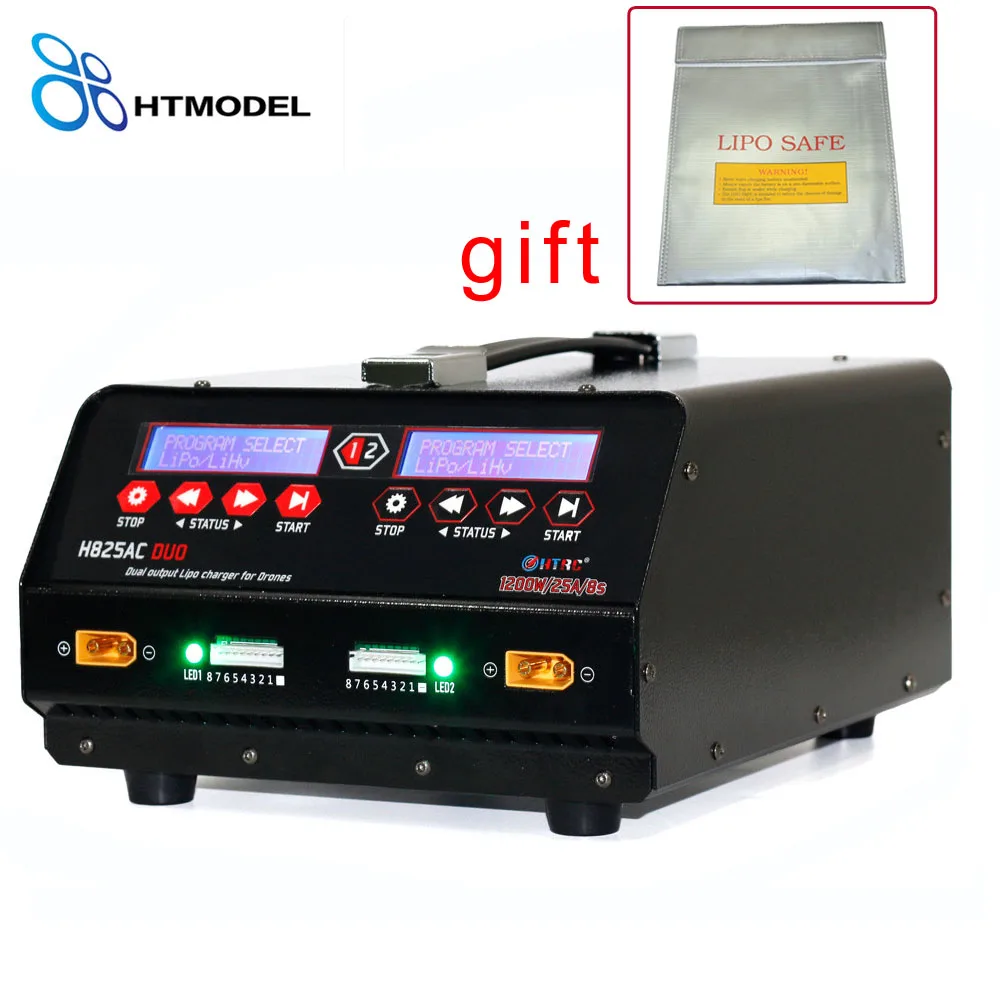 HTRC H825AC DUO 1 8s Lipo Lihv Battery Balance Charger 1200W 25A Dual Port for Agricultural