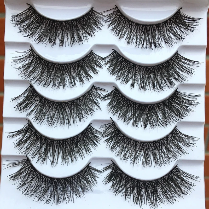 

5 pairs Natural Cotton Thread False Eyelashes Cross Messy Curly Soft Fake Eyelashes Stage Show Makeup Thick Eye Lashes