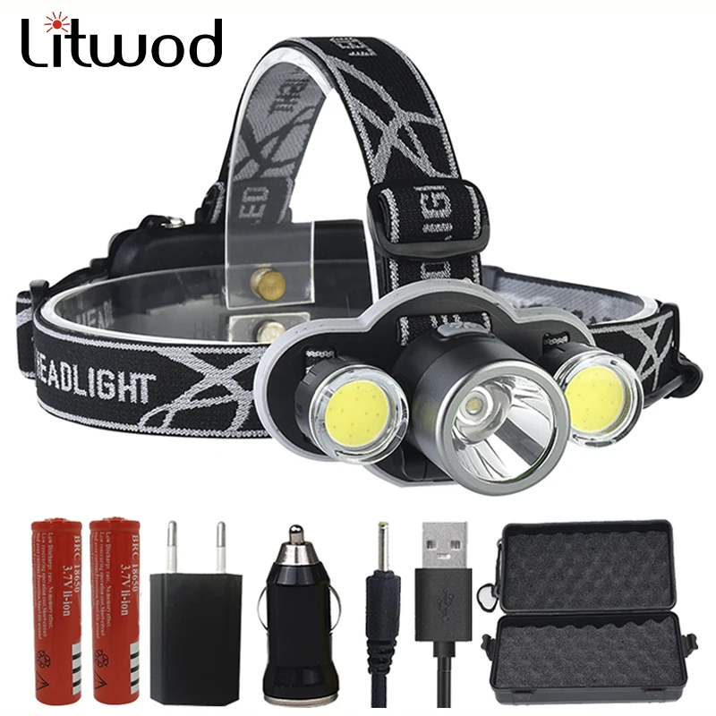 

Z20 Litwod rechargeable 18650 headlamp 10000LM head light XM-T6 flashlight head Torch powerbank function Gift set Headlight