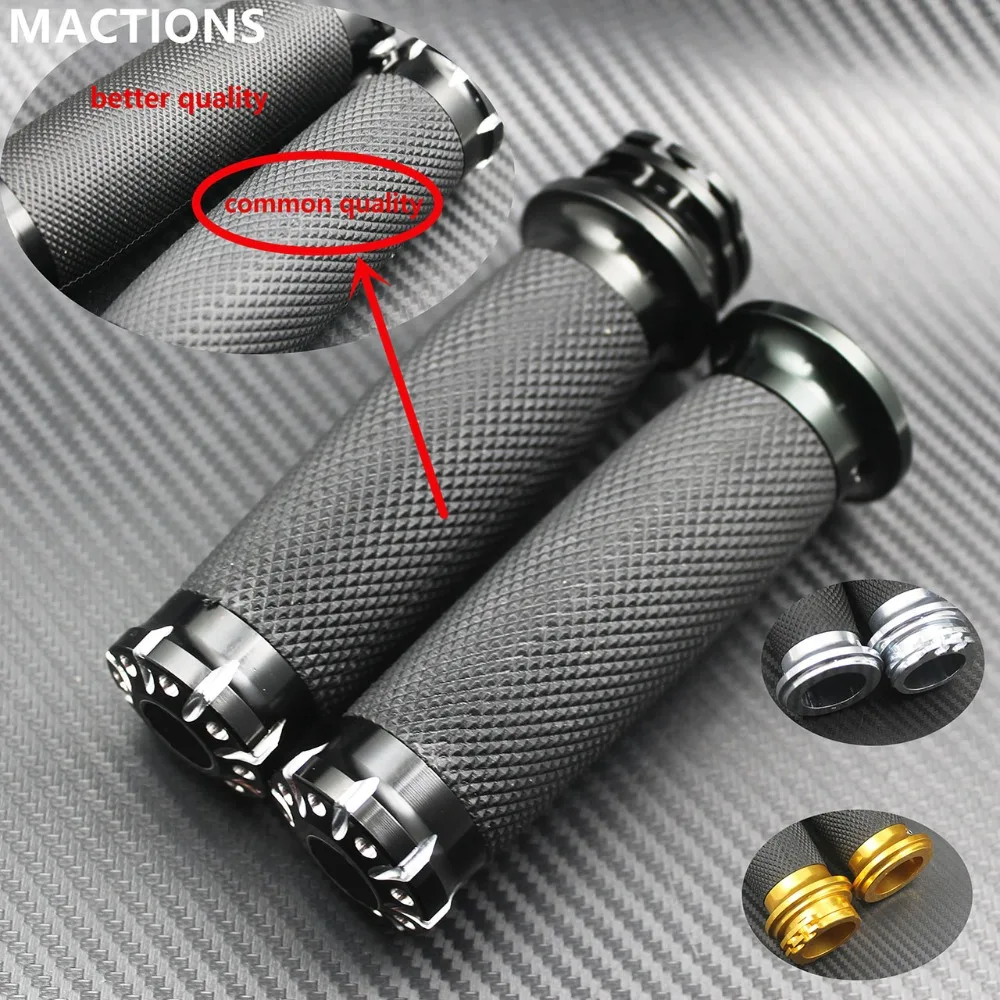 Motorcycle 1.25'' Rubber Hand Grips Handle CNC Handlebar For Harley