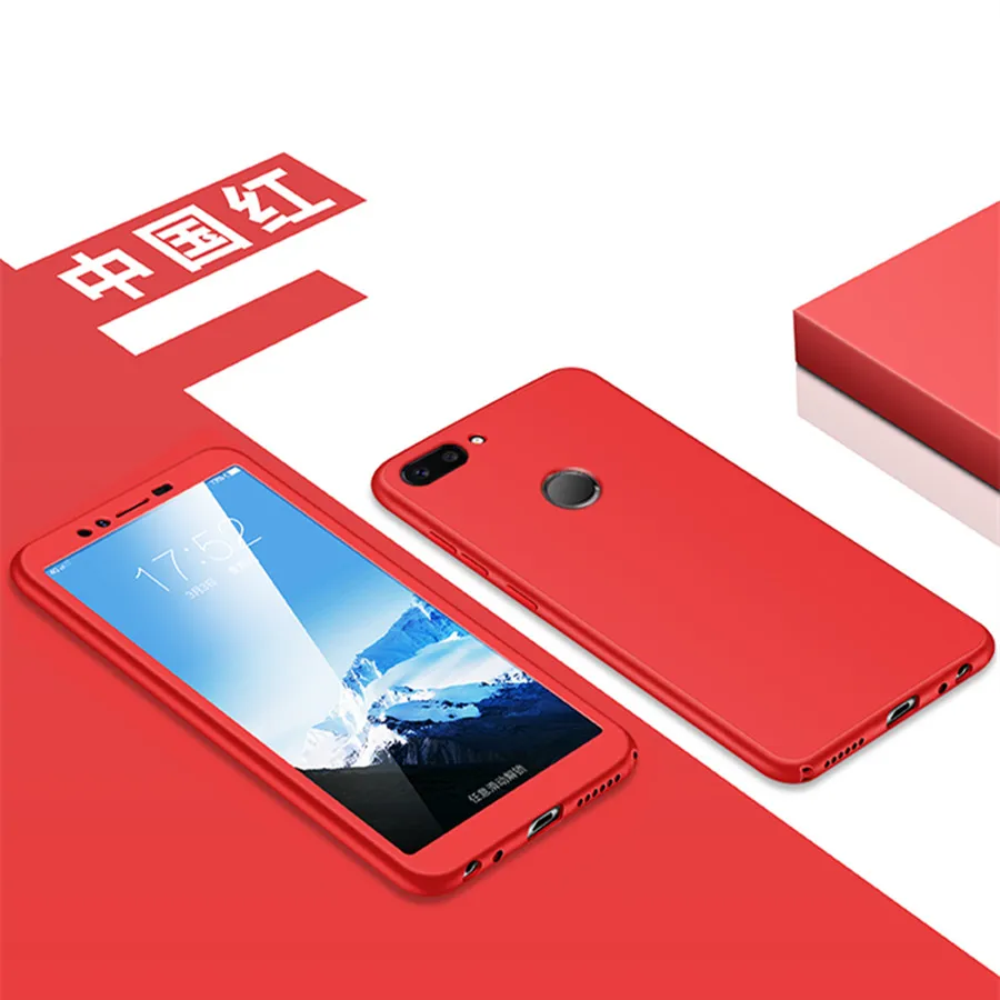 Red Для huawei Honor 8X чехол 360 huawei P8 P9 Lite P10 P20 Honor 8 9 10 Lite чехол 360 силиконовый чехол для задней панели телефона полная защита - Цвет: Red