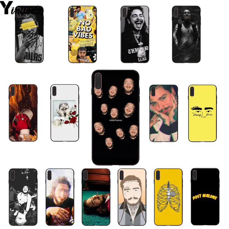

Yinuoda Post Malone Coque Shell Phone Case for Apple iPhone 8 7 6 6S Plus X XS MAX 5 5S SE XR Cover