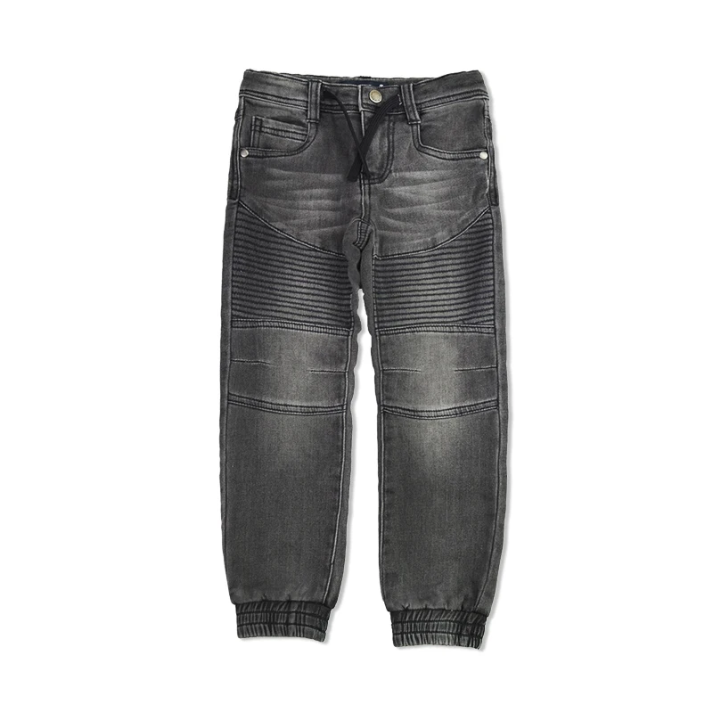 1Kids Boys Pants Denim Jeans Teenagers Trousers Winter Warm Jogger Harem Pants Adjustable Waist