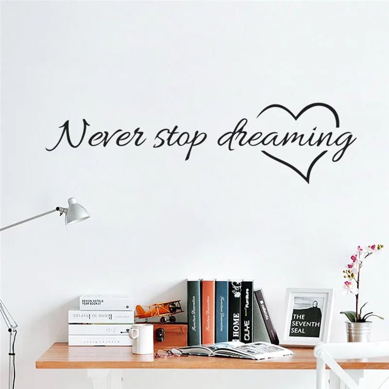 Removable PVC Black Letters Wall Sticker Wall Slogan Art Study Work