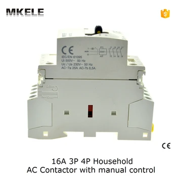 

MKWCT-16M 4P 16A 220V/230V 24V Din Rail Household Ac Contactor 4NO Manual Control Contator