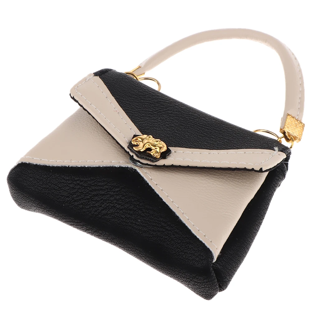 White&Black Fashionable Artificial Leather Miniature Dolls Handbag Purse Bag for 1/6 Girl Doll Clothing Accessories Gift for Kid