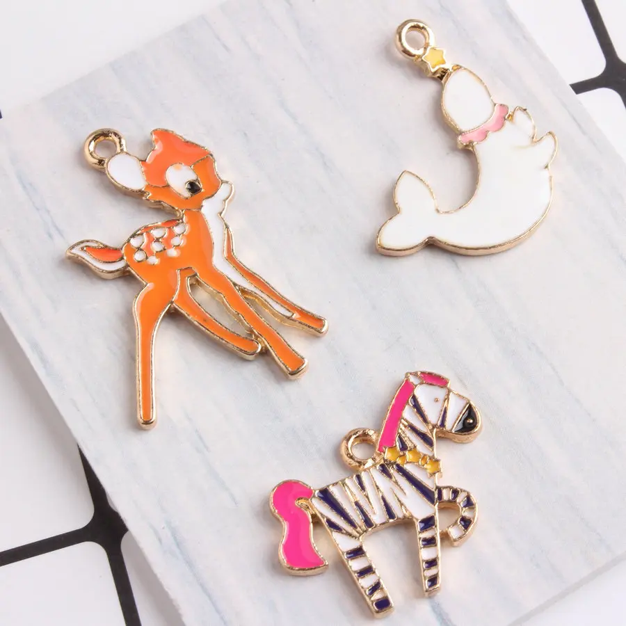 

DIY Fashion alloy animal enamel Deer zebra seal charms for bracelet earring dangle charm pendants for handmade jewelry making