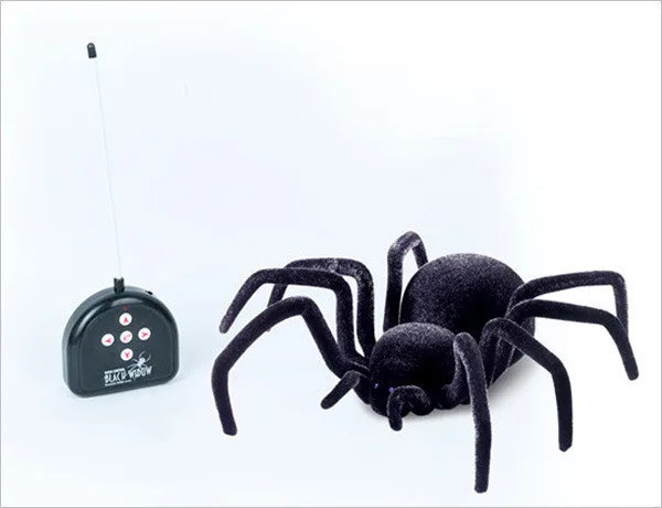 [ New ] Electronic pet Remote Control flash tarantula Eyes Shine smart 4Ch RC black Spider toy Tricky Practic Jokes model toys | Игрушки и