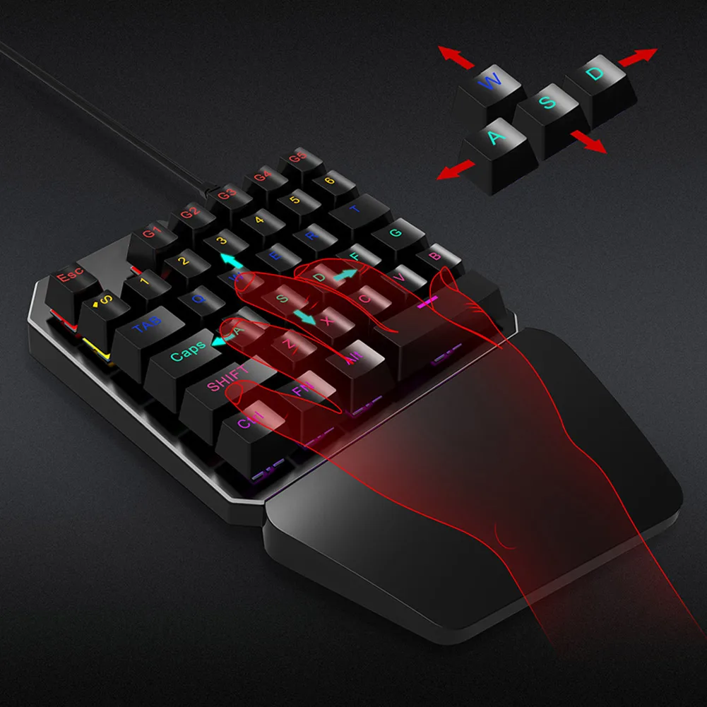 

One-hand 35 Keys Wired USB Gaming Mechanical Keyboard Keypad for PUBG Game IJS998