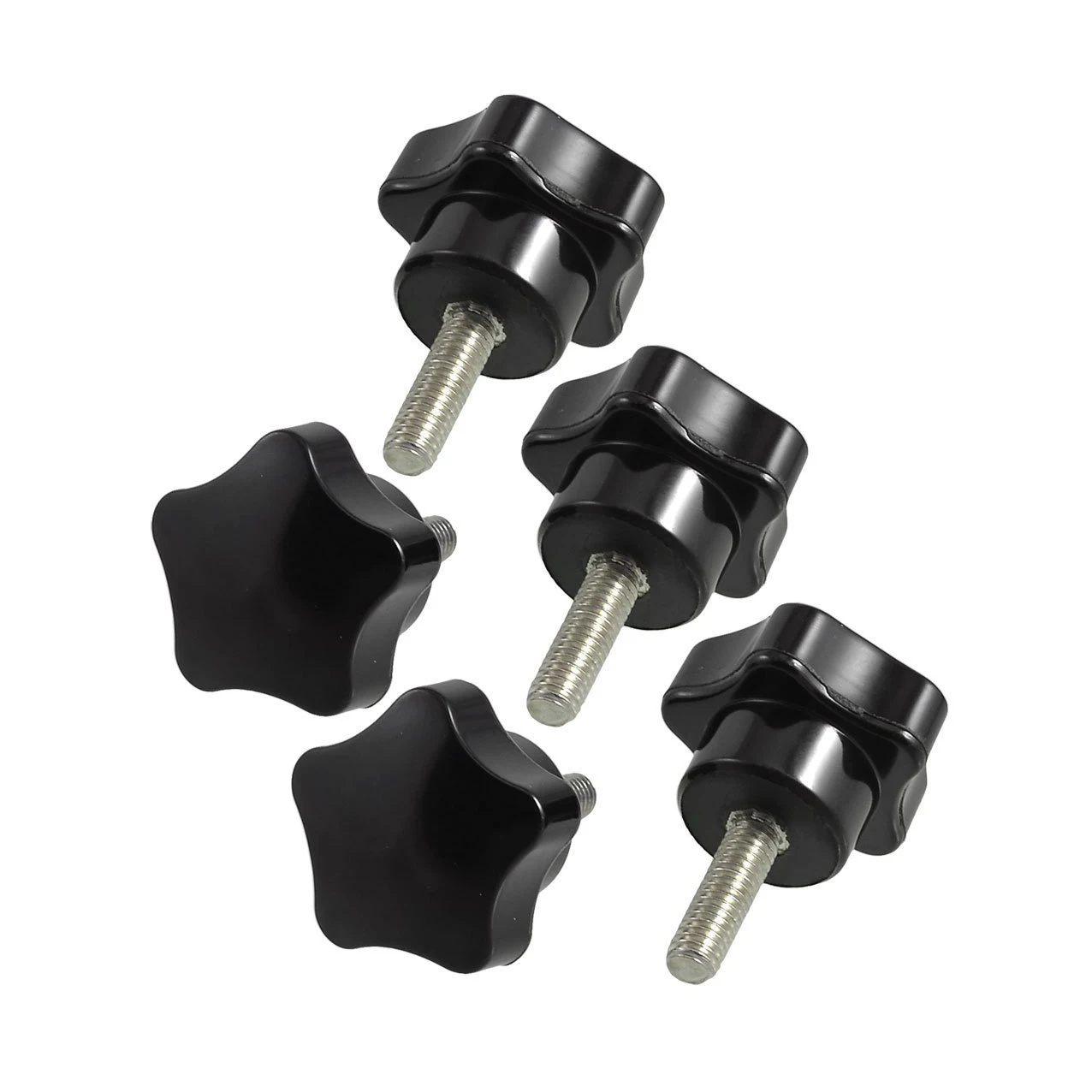 LHLL 5 Pcs 6mm Dia Male Thread Plastic Five Pointed Star Knob