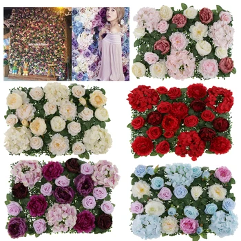 

Artificial Hydrangea Flower Panel Silk Rose Peony Flower Wall Decor for Wedding Venue Background Candy Wall Photo Areas Ornament