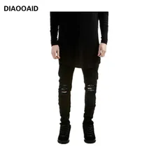 Diaoaid, эластичные рваные черные обтягивающие джинсы, Мужские обтягивающие эластичные штаны в стиле хип-хоп, высококачественные рваные мужские брюки для мальчиков