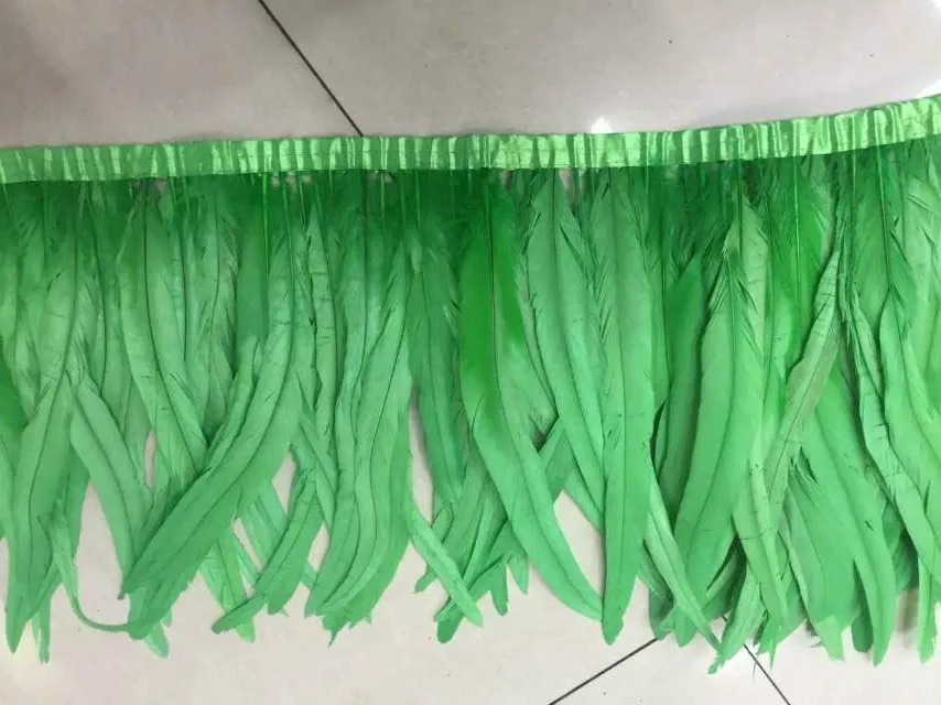 

Free Shipping-10 yards lime Green Rooster feather trim 14-16inch in width rooster trim coque trim for Craft party supply