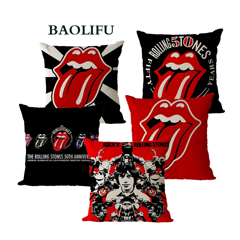 

BAOLIFU Traditional Blues Rock Band The Classic Rolling Stones PatternCushion for Sofa Car Chair Throw Pillows Home Decor B076