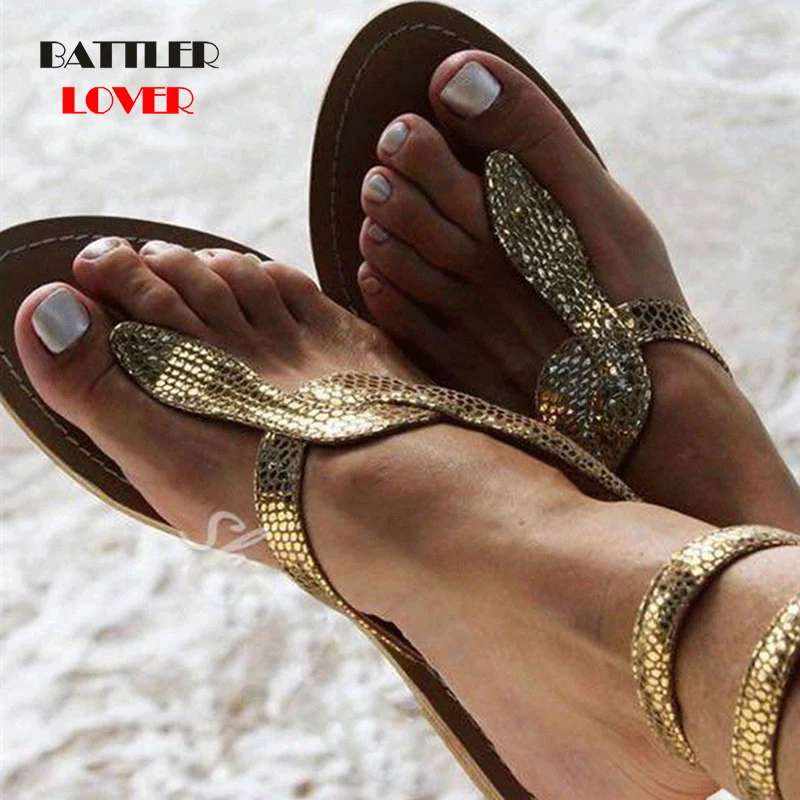 Snake Leather Shoes Ethnic Bohemian Summer Women Pompon Bandage Sandals Gladiator Roman Strappy Shoes Mujer Womens Flat Sandals