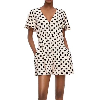 

Summer jumpsuit casual women clothes 2019 short sleeve rompers womens jumpsuit dot bodysuit women