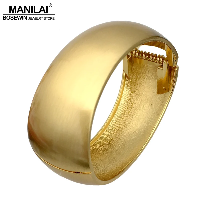 MANILAI Inferior smooth Gold Color Alloy Punk Cuff Bracelets Women 2018 Geometric Statement Bangles Bracelets Big Jewelry