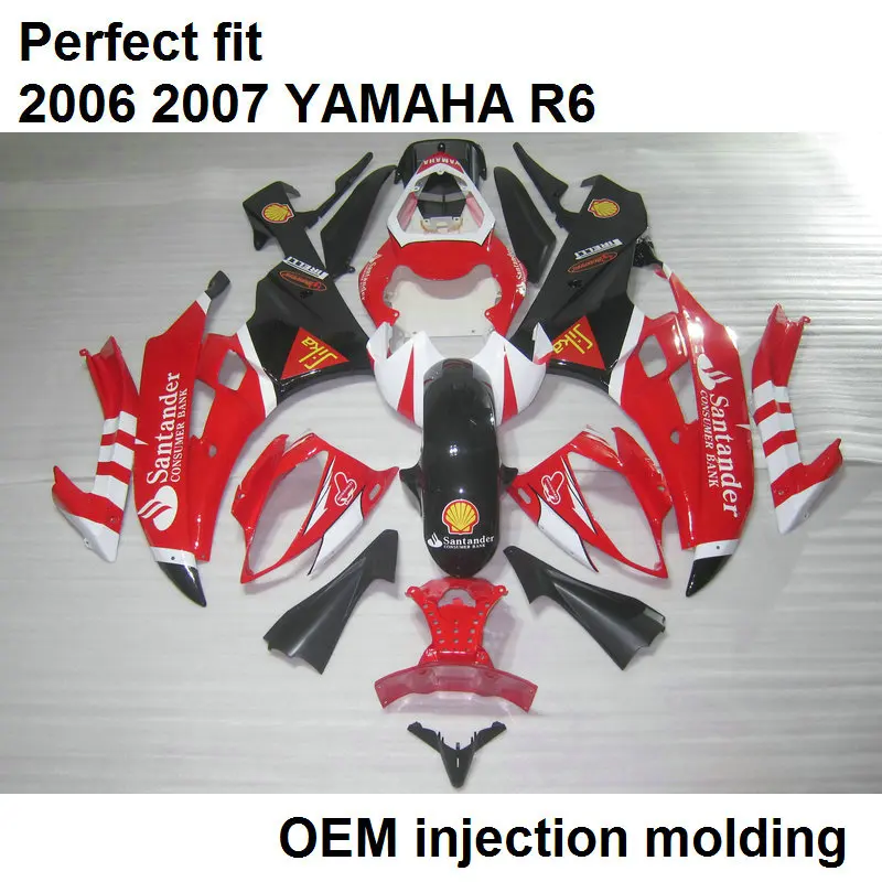 Aftermarket body parts fairings for Yamaha YZF R6 06 07 red black