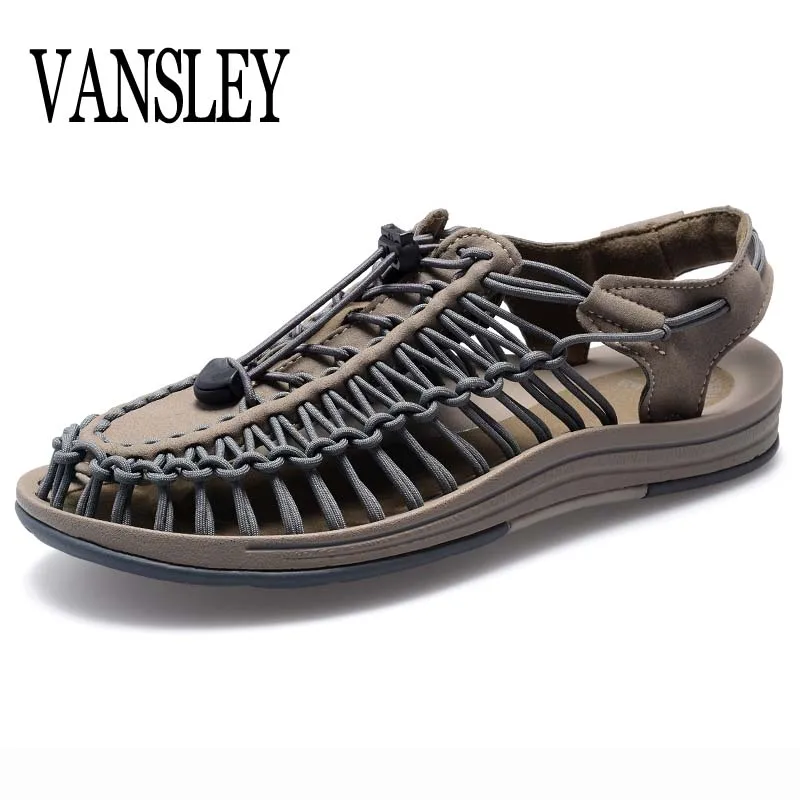 

Male Handmade Weave Seaside Beach Man Elastic Sandals Summer Sandals Men Shoes Design Bohemia Sandals Comfortable Casual Shoes
