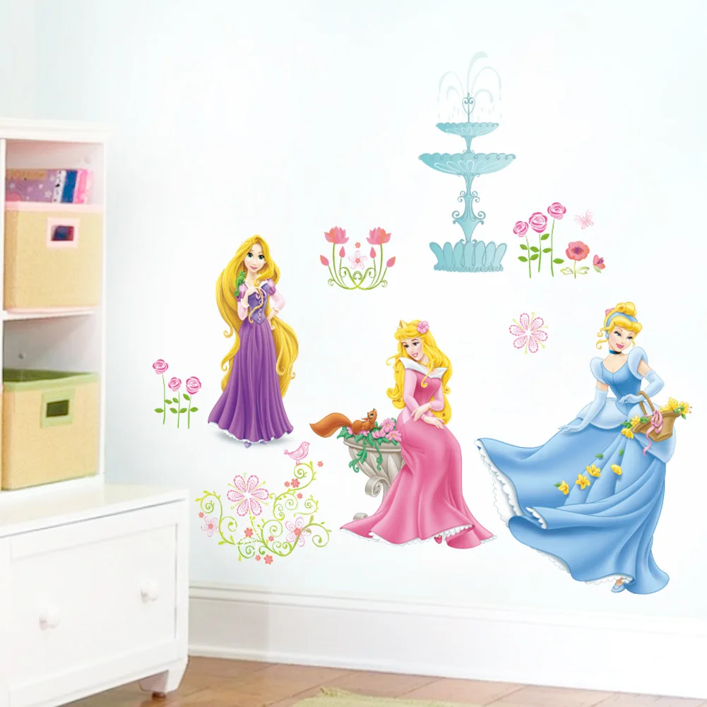 Дисней наклейка детская комната прикроватная наклейка Съемная принцесса мультфильм девочка декоративная наклейка