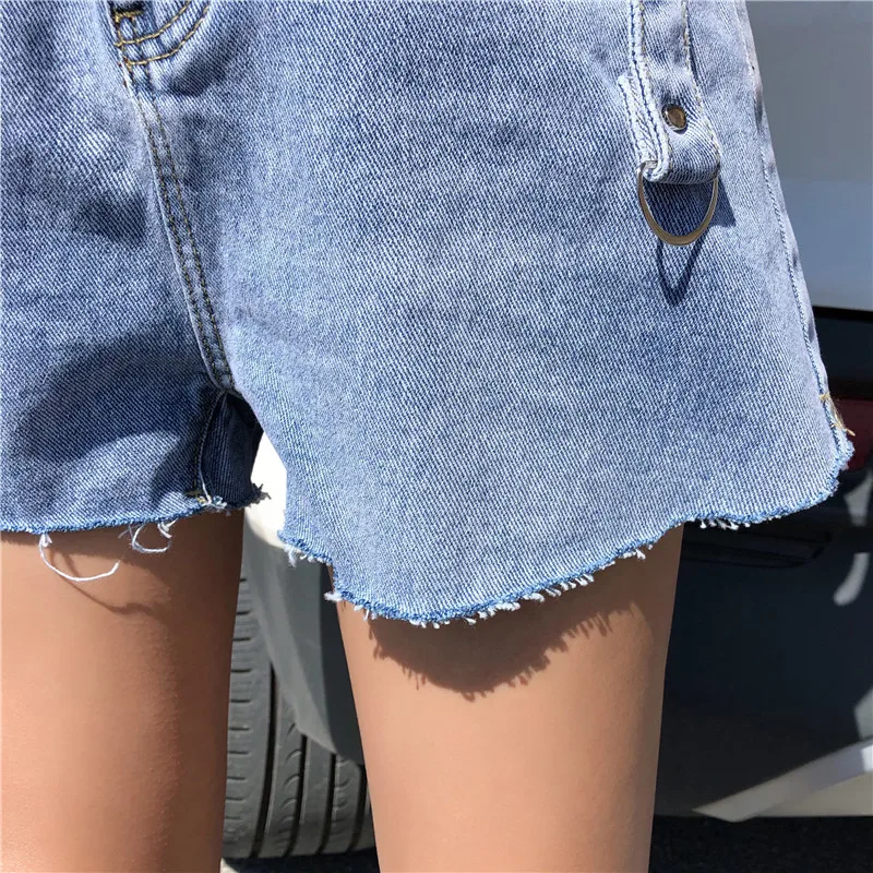 2019 новые женские летние джинсовые шорты с высокой талией модные шорты шикарные трапециевидные свободные рваные шорты женские #6293