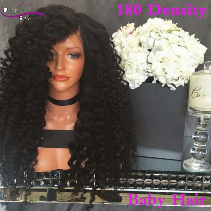 High Quality 180 Density Loose Deep Wave Full Lace Human Hair Wig African American Glueless