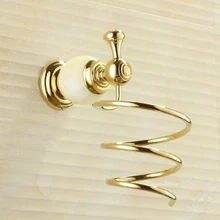 Модный нефритовый настенный Золотой фен-стойка, латунный фен для ванной комнаты, отеля, аксессуары для ванной комнаты