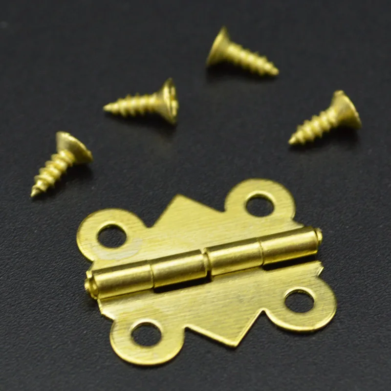10x Brass Color Mini Butterfly Hinges to Cabinet Drawer Jewelry Box DIY Repair ^