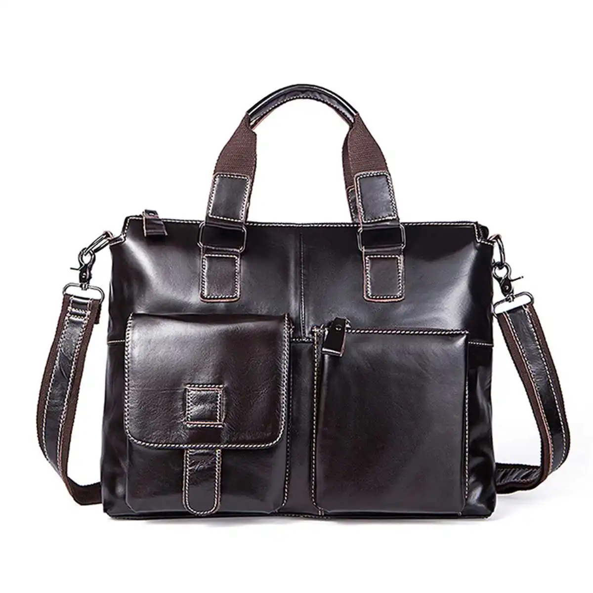 

Genuine leather Men Designer Handbags Vintage Laptop Briefcases Office Shoulder Bags Tote Male Crossbody Messenger Bags