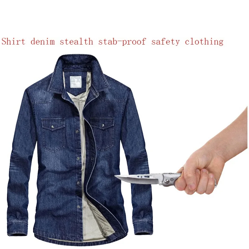

Self Defense Tactical Gear Anti Cut Anti-Knife Cut Resistant denim Jacket Shirt Anti Stab Proof Clothes military Security outfit