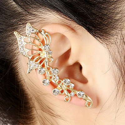 Hot Fashion Butterfly Ear cuff Clip on Earrings One Piece Exaggerated Earring Cuffs For Women Birthday Party Jewelry CE1202 - Окраска металла: gold right