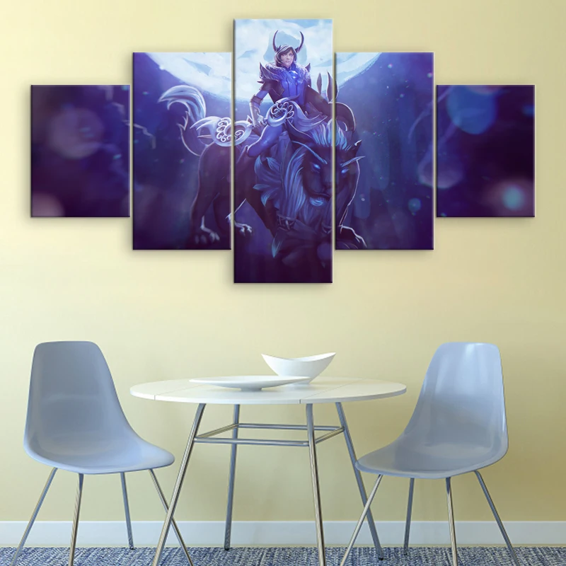  5 Pieces Modern Canvas Printed Luna DOTA 2 Game Poster Wall Art Home Decor For Living Room Canvas P
