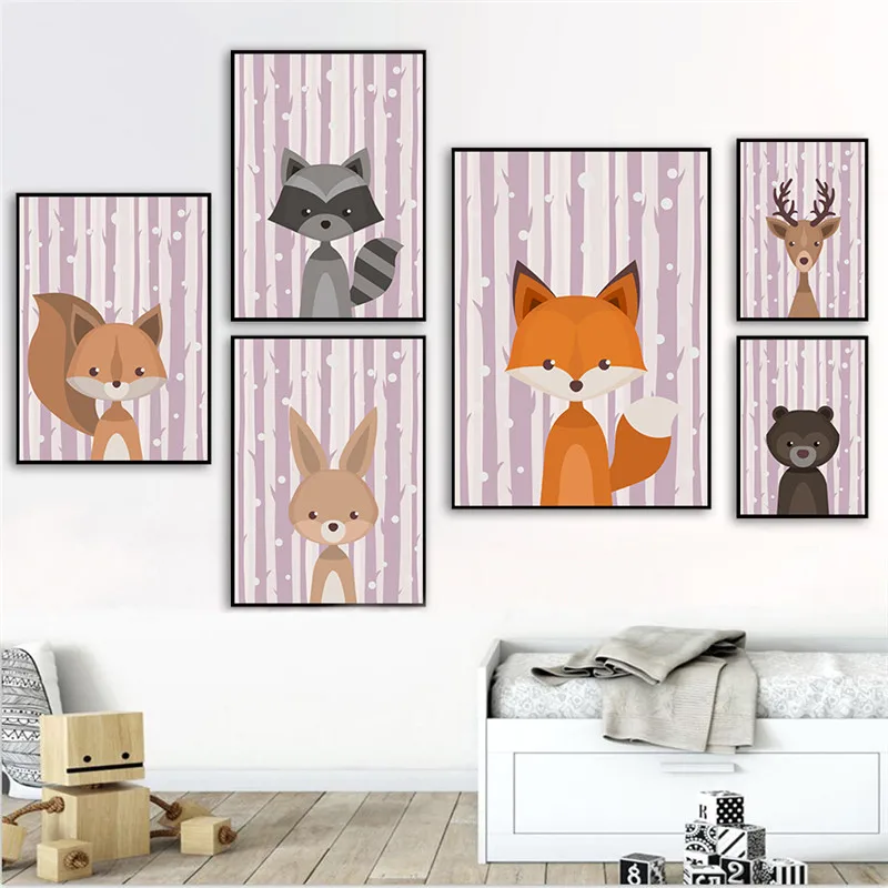 Cartoon Children Wall Picture Poster Print Cute Baby Room Modern Canvas